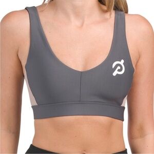PELOTON Show Up Pink and Grey Charcoal Sports Bra size S